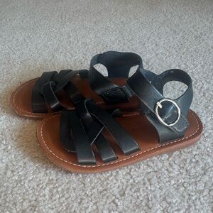 Black Strappy Sandals with Silver Buckle